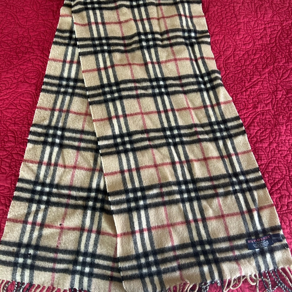 Burberry Beige Checkered Cashmere Scarf